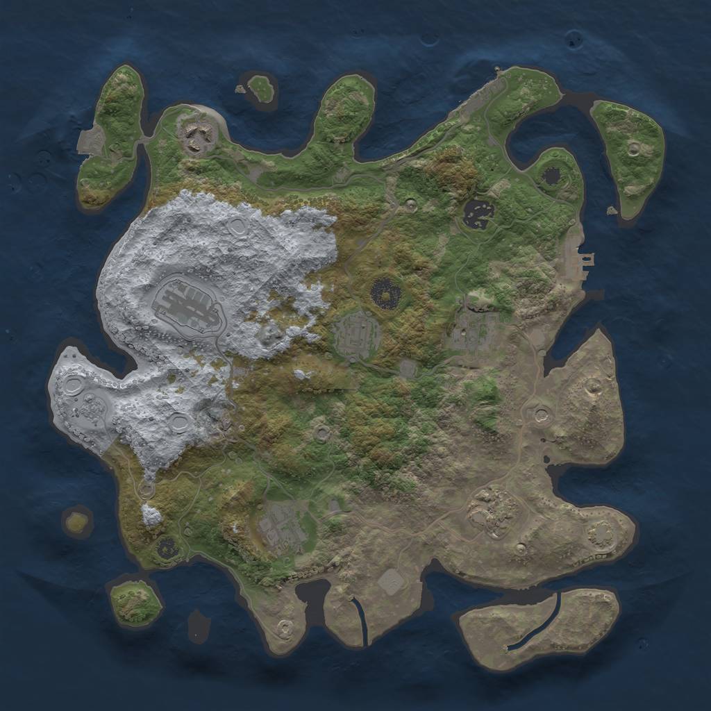 Rust Map: Procedural Map, Size: 3450, Seed: 14183609, 15 Monuments