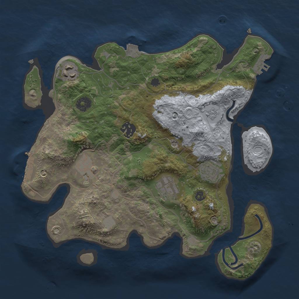 Rust Map: Procedural Map, Size: 3000, Seed: 1225966362, 12 Monuments