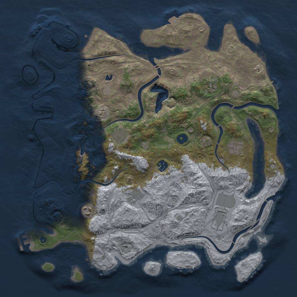 Rust Map: Procedural Map, Size: 4250, Seed: 385528844, 13 Monuments