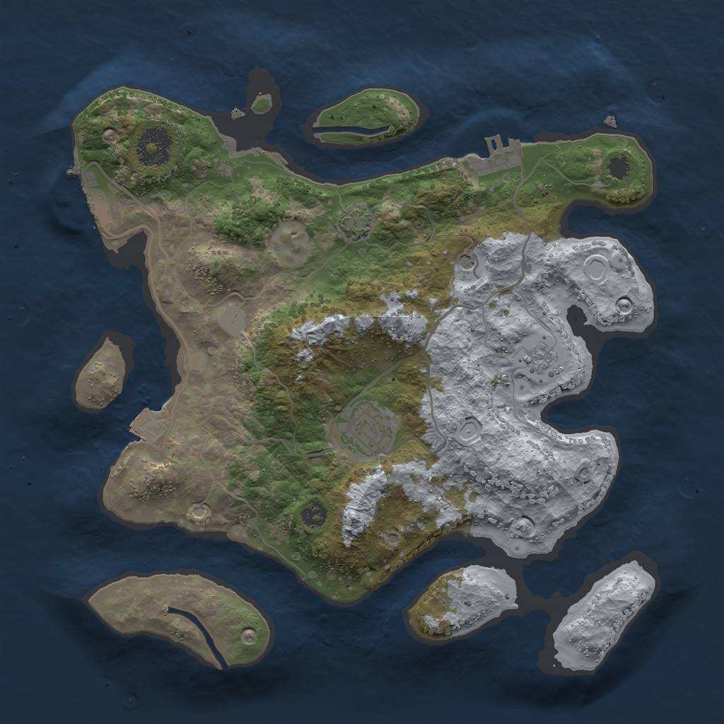 Rust Map: Procedural Map, Size: 2861, Seed: 1479759439, 9 Monuments