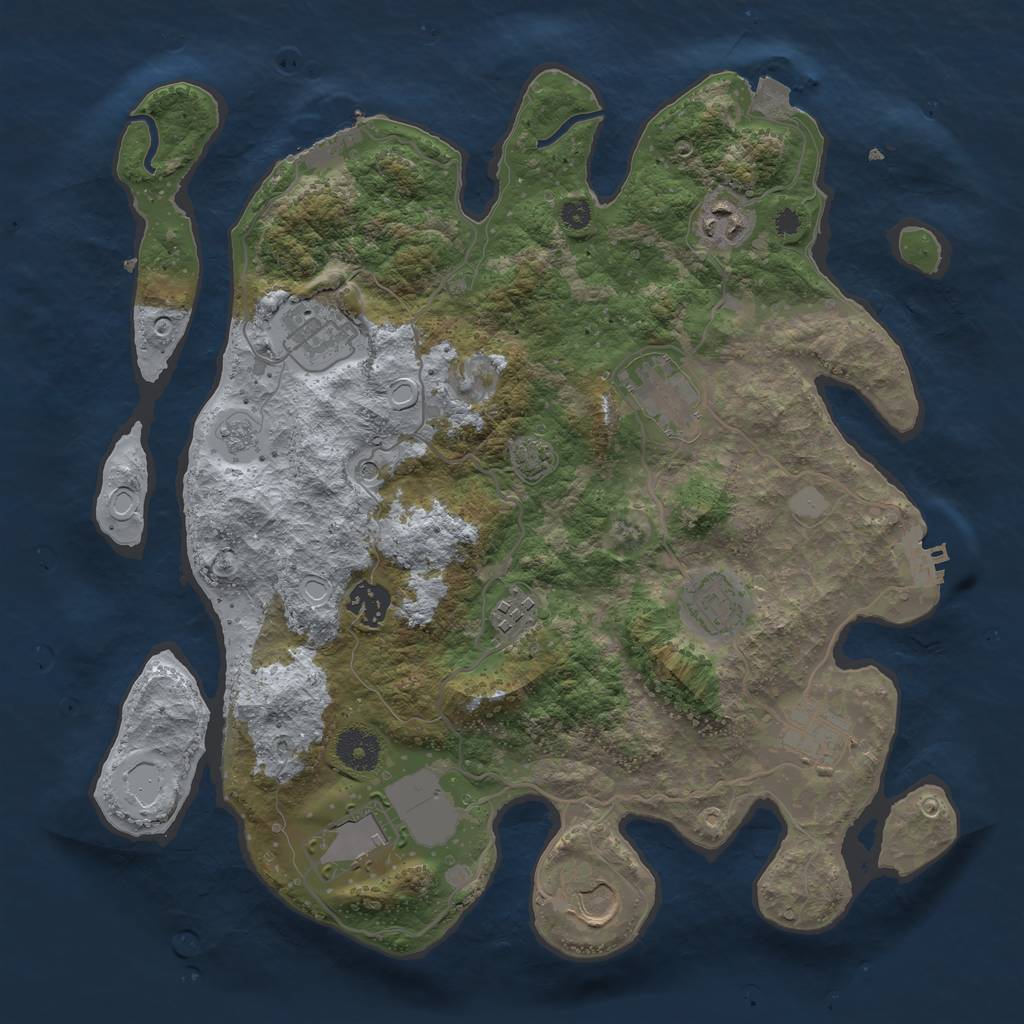 Rust Map: Procedural Map, Size: 3550, Seed: 64081747, 17 Monuments