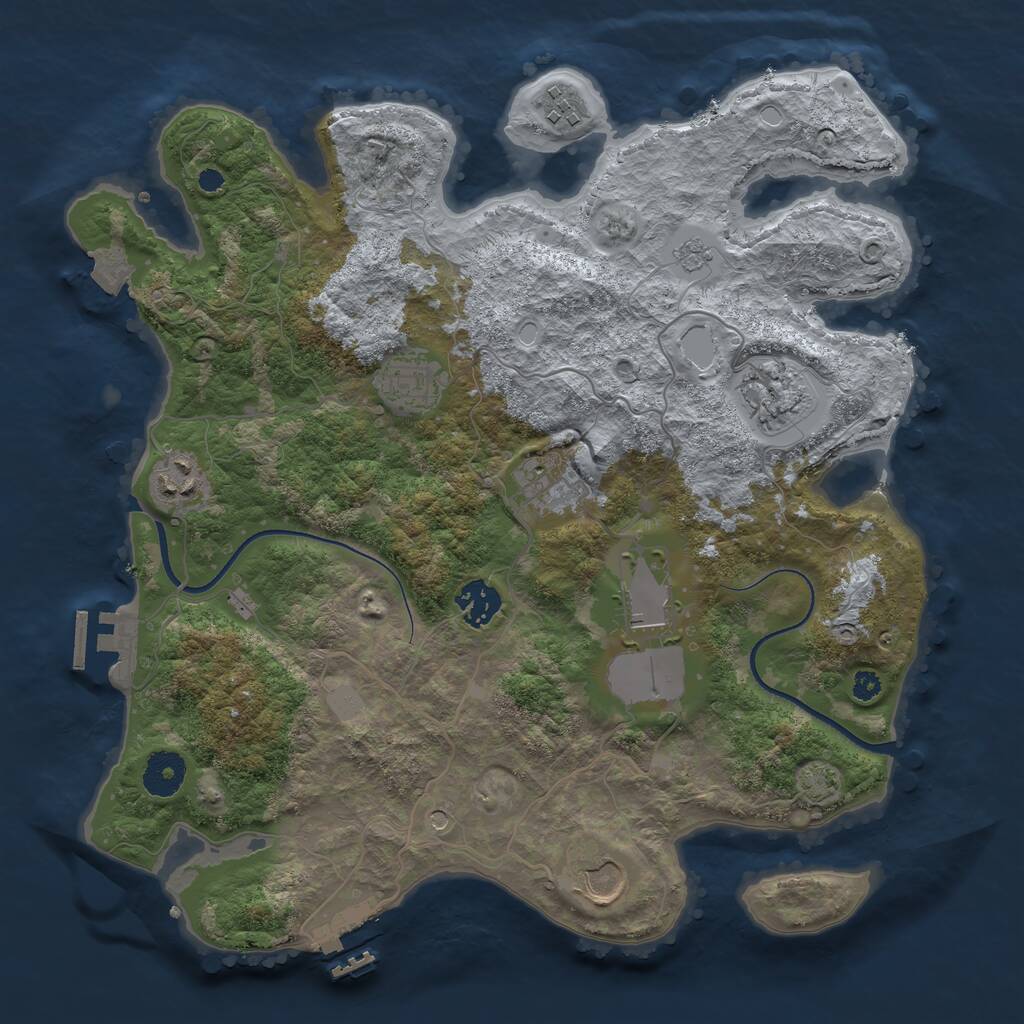 Rust Map: Procedural Map, Size: 3500, Seed: 7933626, 14 Monuments