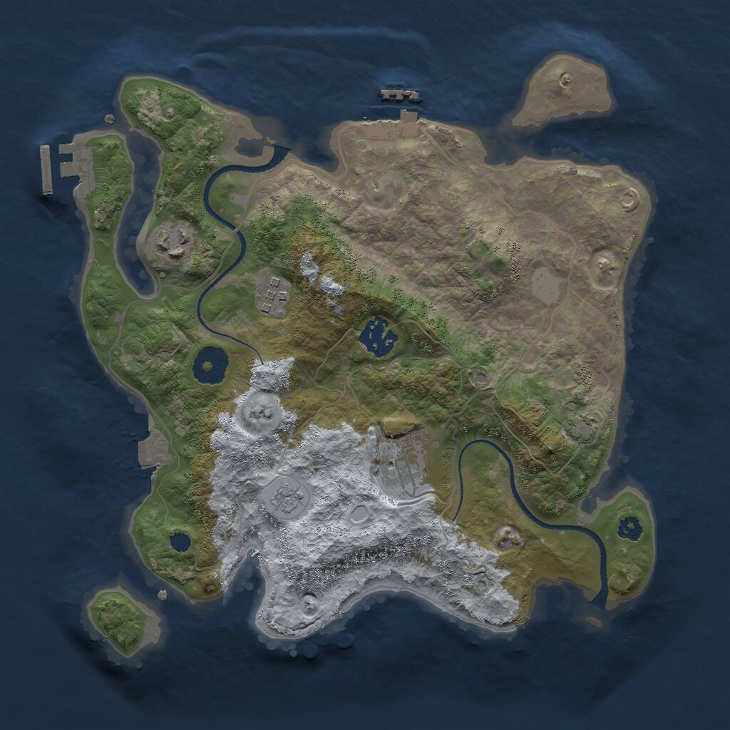 Rust Map: Procedural Map, Size: 3000, Seed: 1022, 9 Monuments