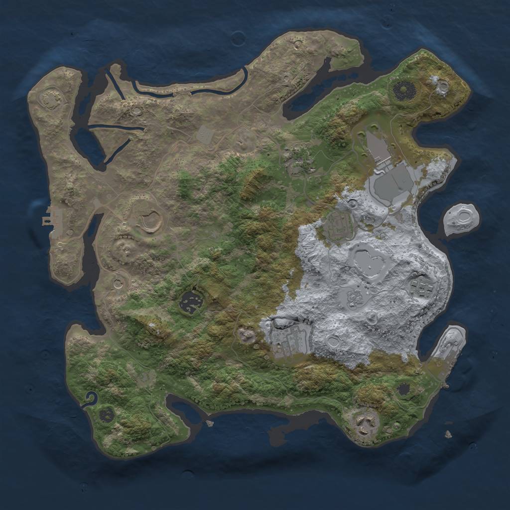 Rust Map: Procedural Map, Size: 3500, Seed: 92734256, 16 Monuments
