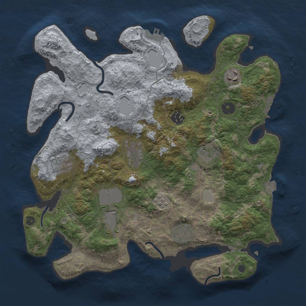 Rust Map: Procedural Map, Size: 3500, Seed: 368122767, 16 Monuments