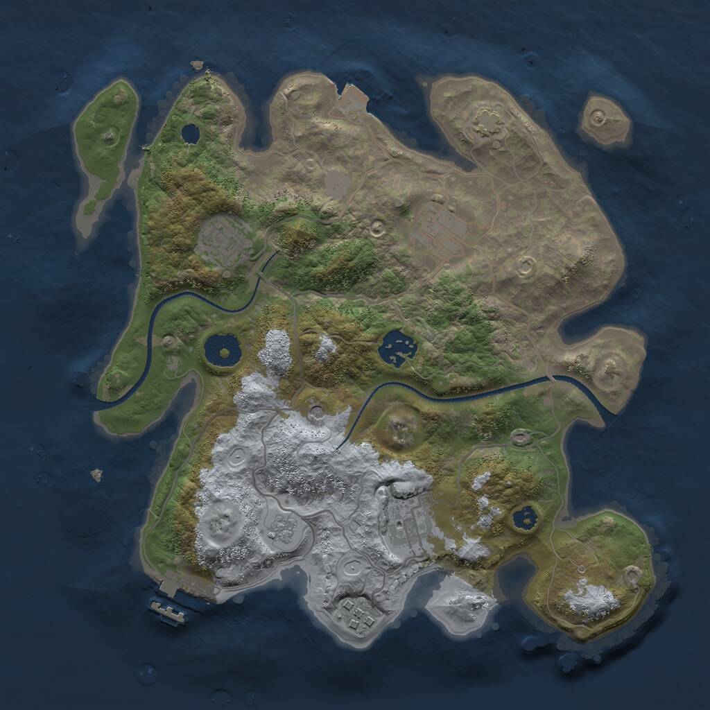 Rust Map: Procedural Map, Size: 3000, Seed: 1113559374, 10 Monuments