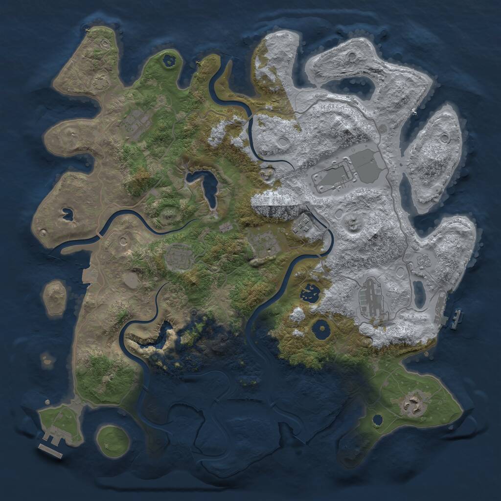 Rust Map: Procedural Map, Size: 4000, Seed: 75040255, 14 Monuments