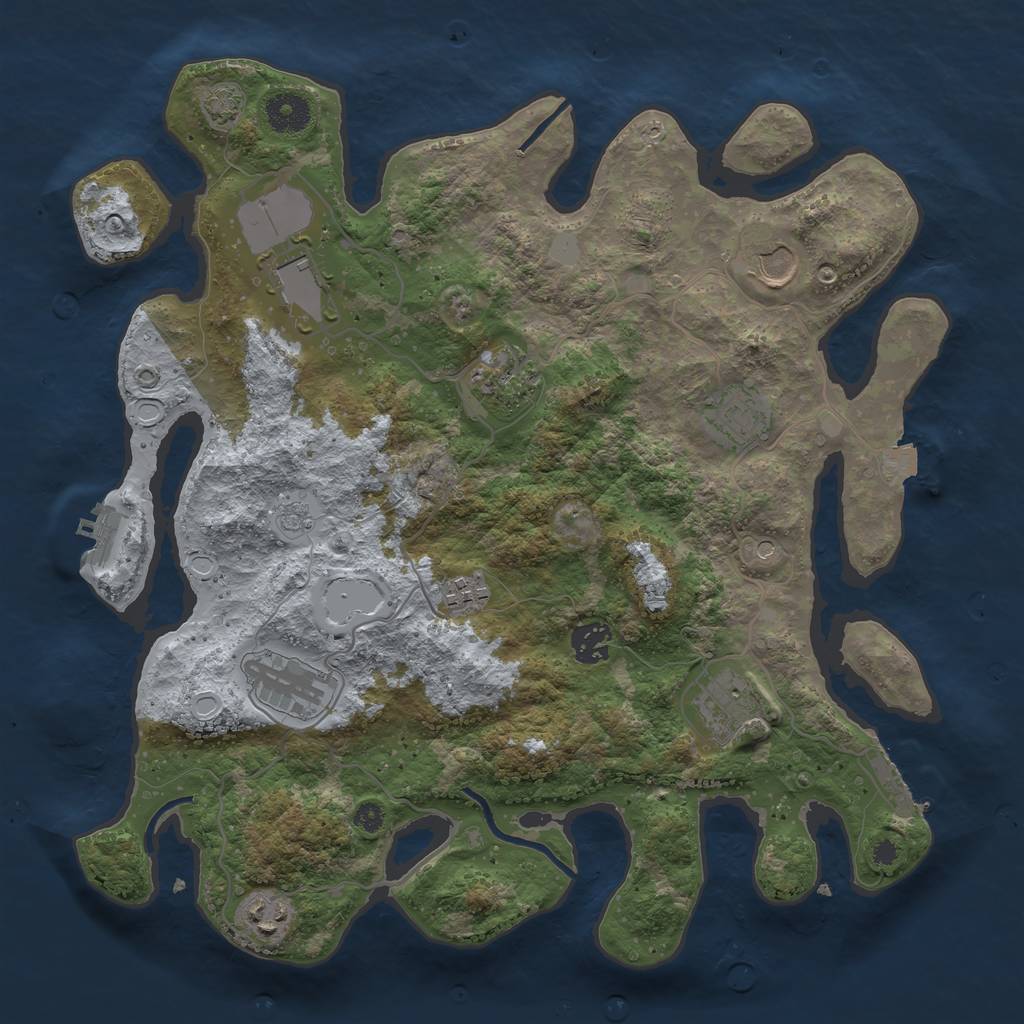 Rust Map: Procedural Map, Size: 3650, Seed: 50050377, 17 Monuments
