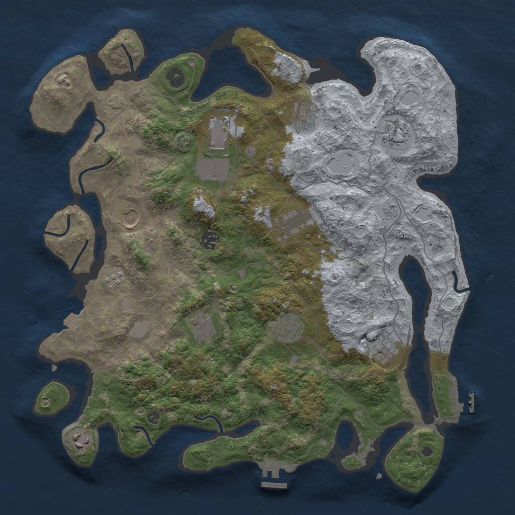 Rust Map: Procedural Map, Size: 4100, Seed: 73638, 17 Monuments