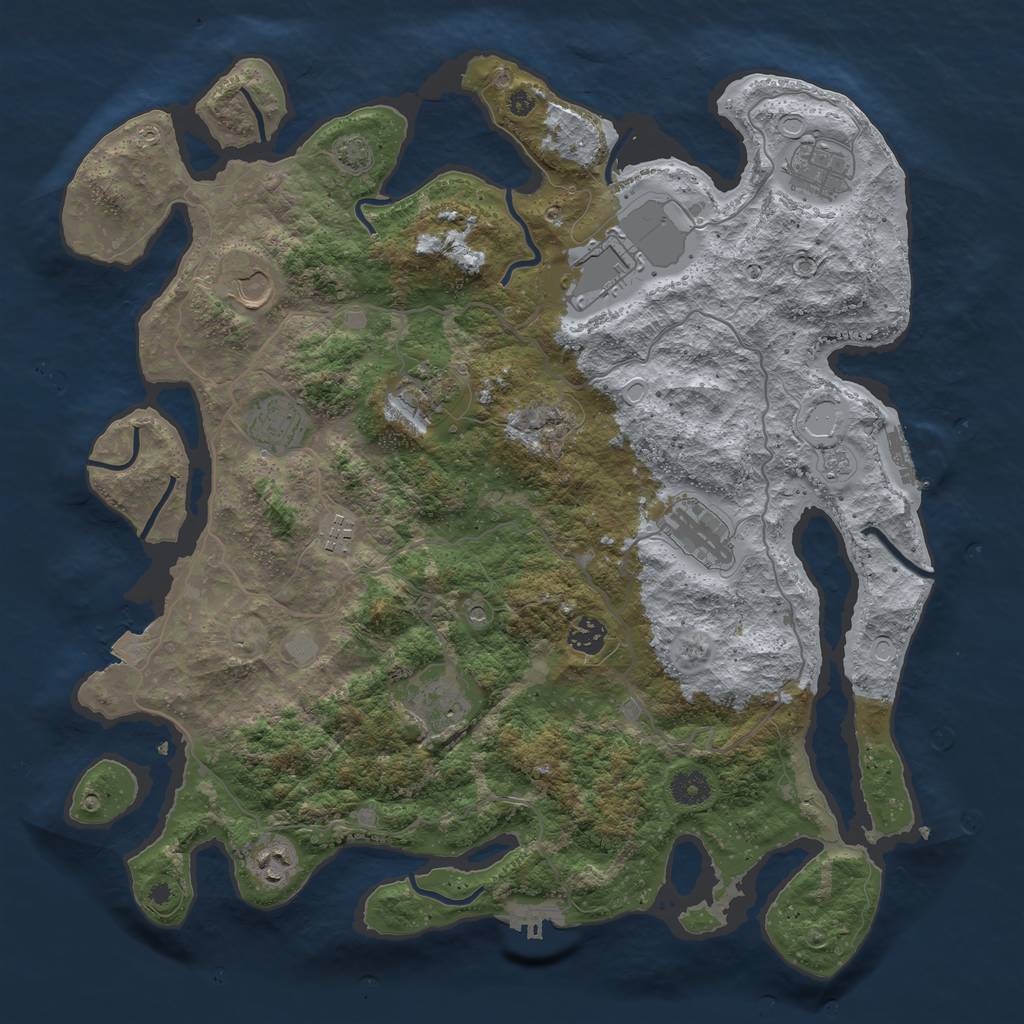 Rust Map: Procedural Map, Size: 4100, Seed: 73638, 18 Monuments