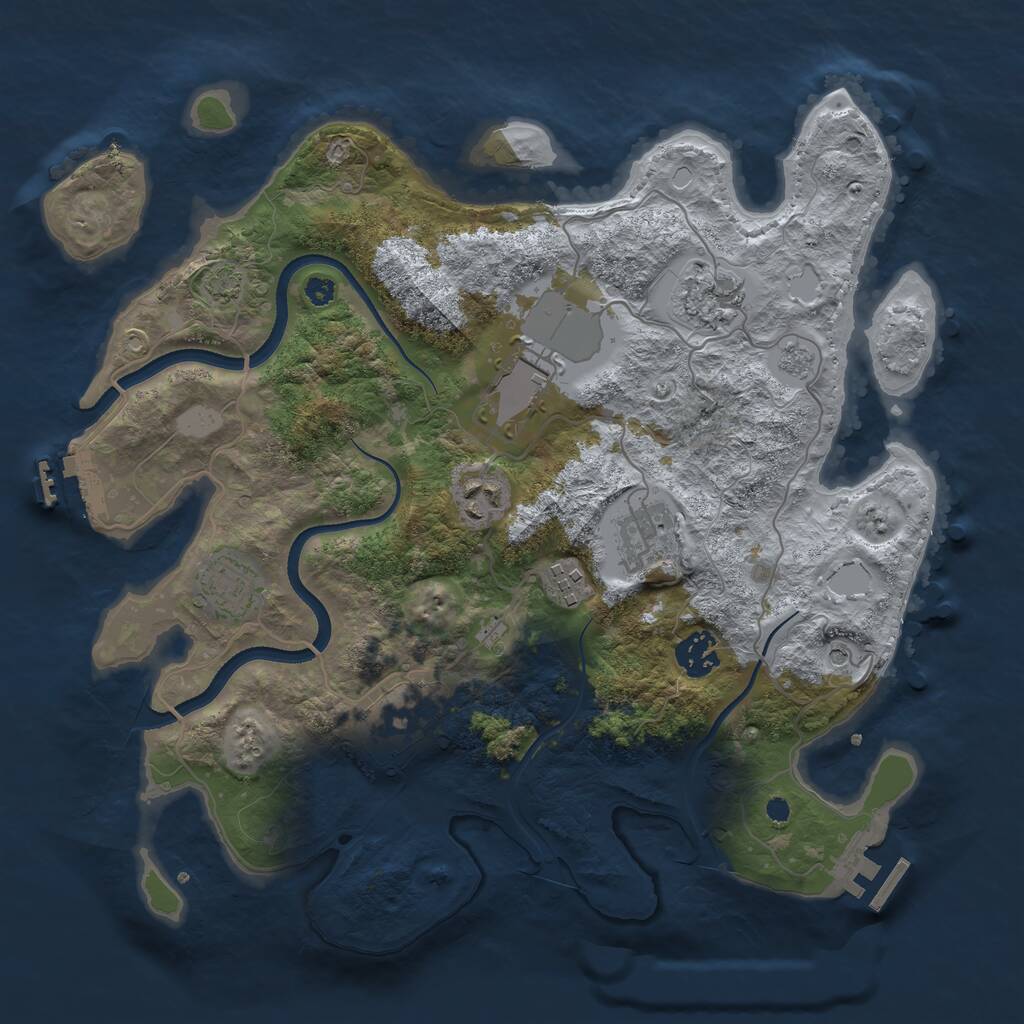 Rust Map: Procedural Map, Size: 3500, Seed: 36173537, 14 Monuments