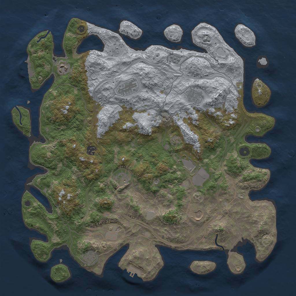 Rust Map: Procedural Map, Size: 4500, Seed: 1272815465, 18 Monuments