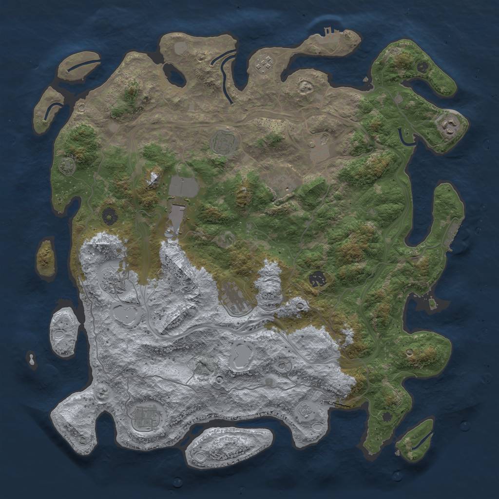 Rust Map: Procedural Map, Size: 4500, Seed: 1131502520, 18 Monuments