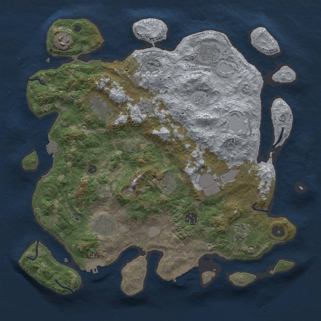Rust Map: Procedural Map, Size: 3800, Seed: 26137350, 17 Monuments