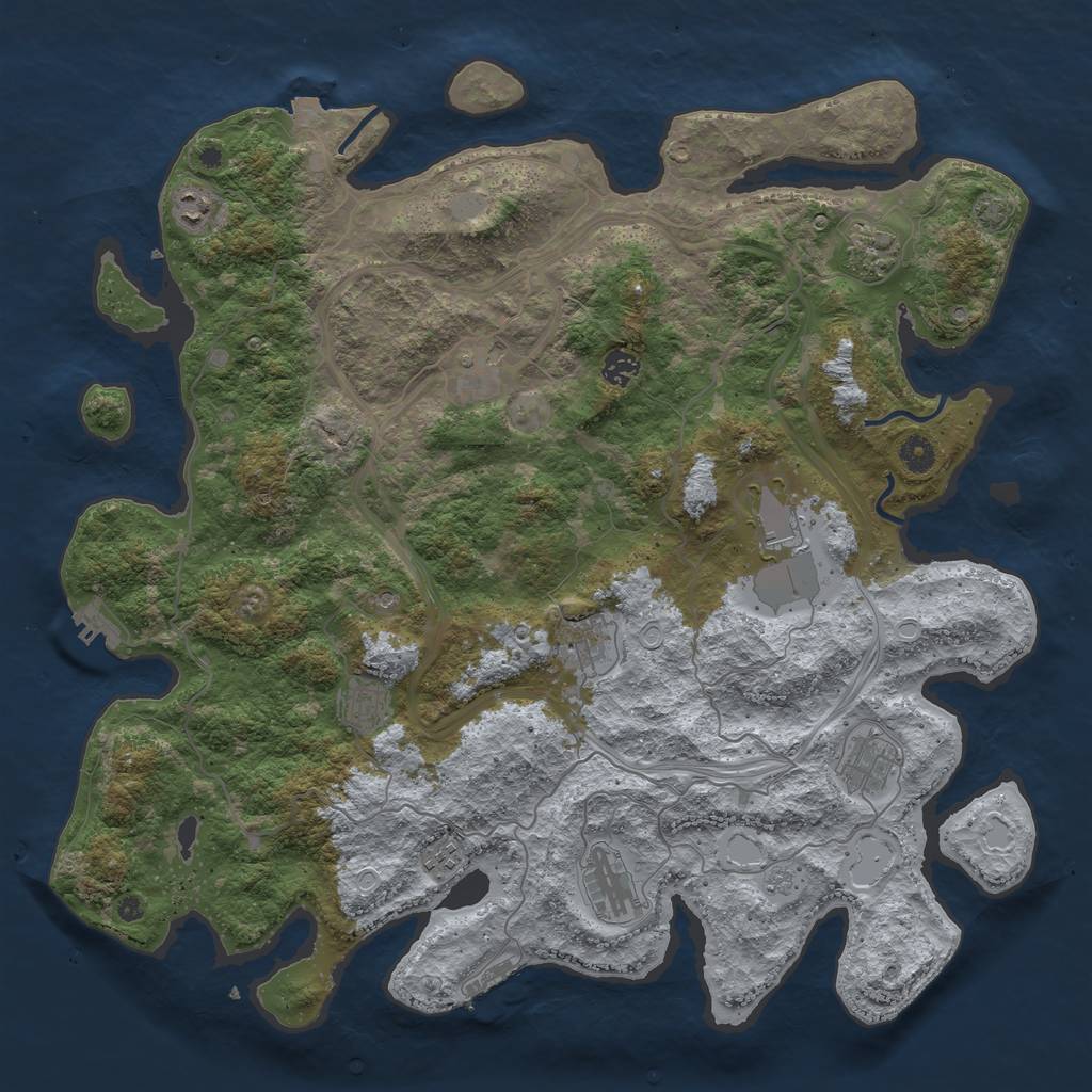 Rust Map: Procedural Map, Size: 4500, Seed: 611153306, 18 Monuments
