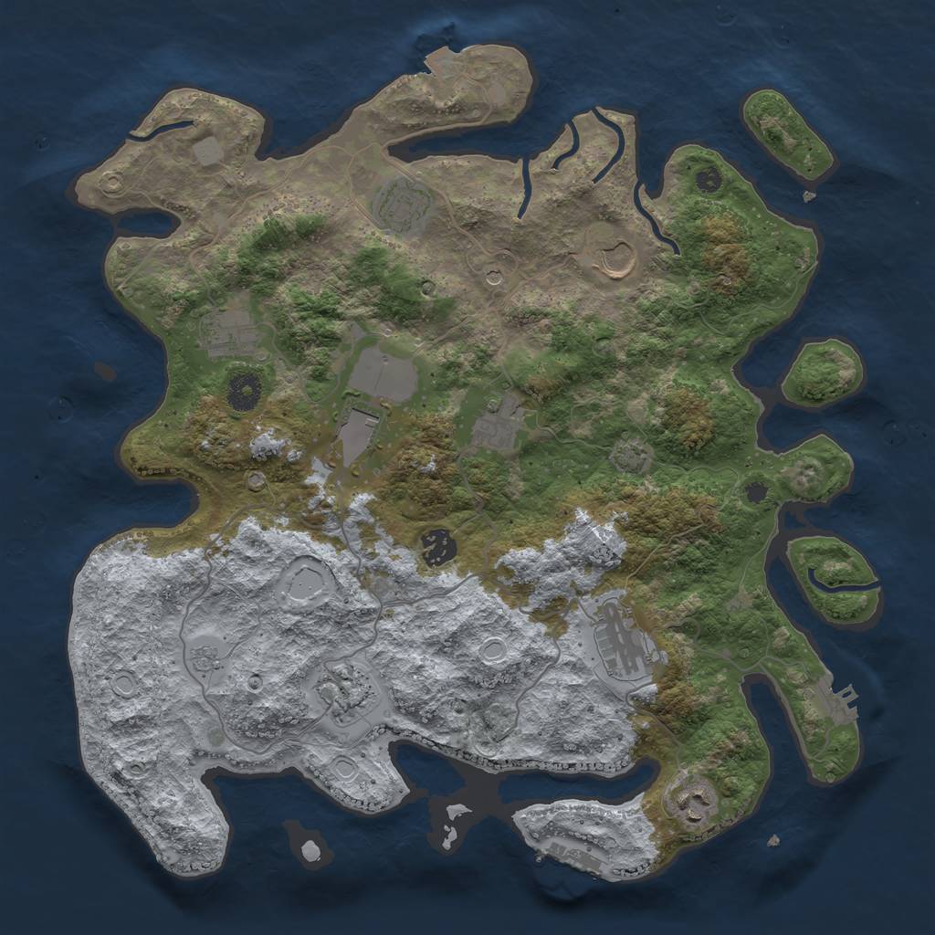 Rust Map: Procedural Map, Size: 3800, Seed: 202306094, 17 Monuments