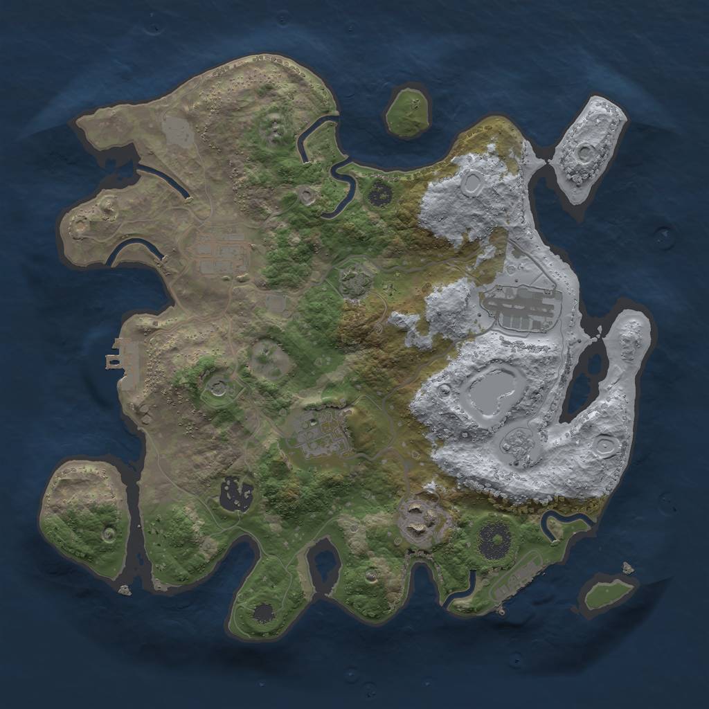 Rust Map: Procedural Map, Size: 3000, Seed: 26347890, 13 Monuments