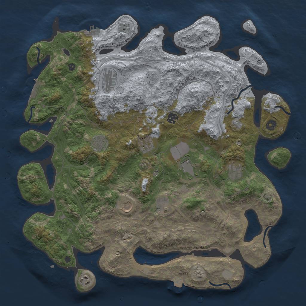 Rust Map: Procedural Map, Size: 4250, Seed: 1014050584, 18 Monuments