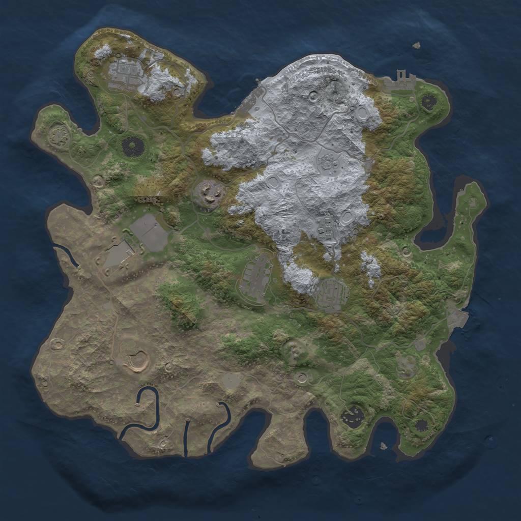 Rust Map: Procedural Map, Size: 3600, Seed: 1773450482, 16 Monuments