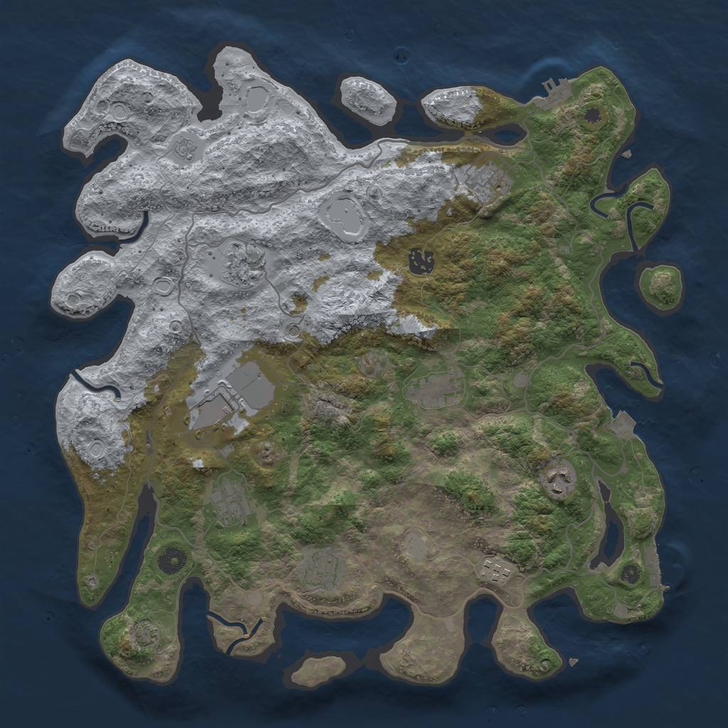 Rust Map: Procedural Map, Size: 4000, Seed: 50642, 17 Monuments