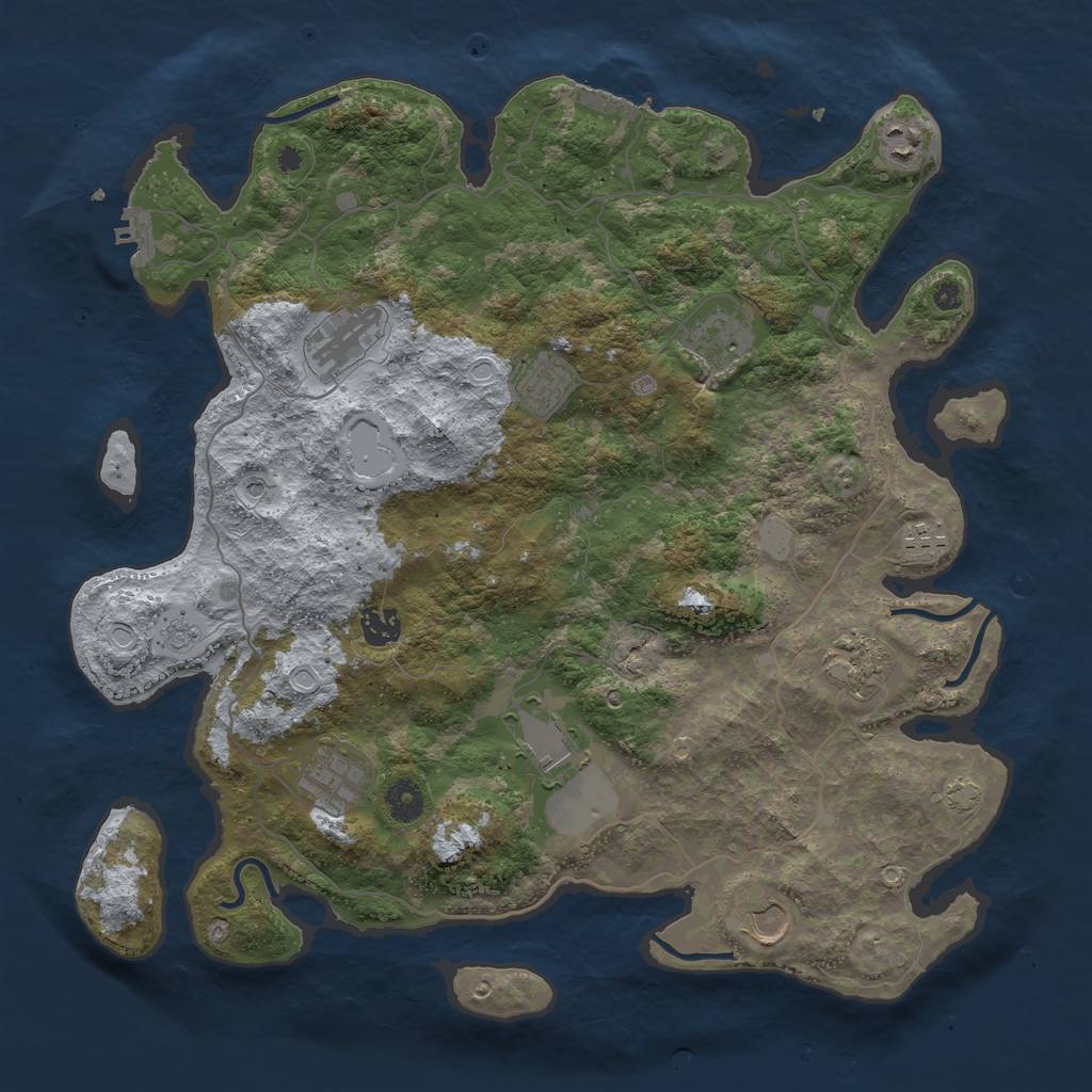 Rust Map: Procedural Map, Size: 4000, Seed: 1449096822, 18 Monuments
