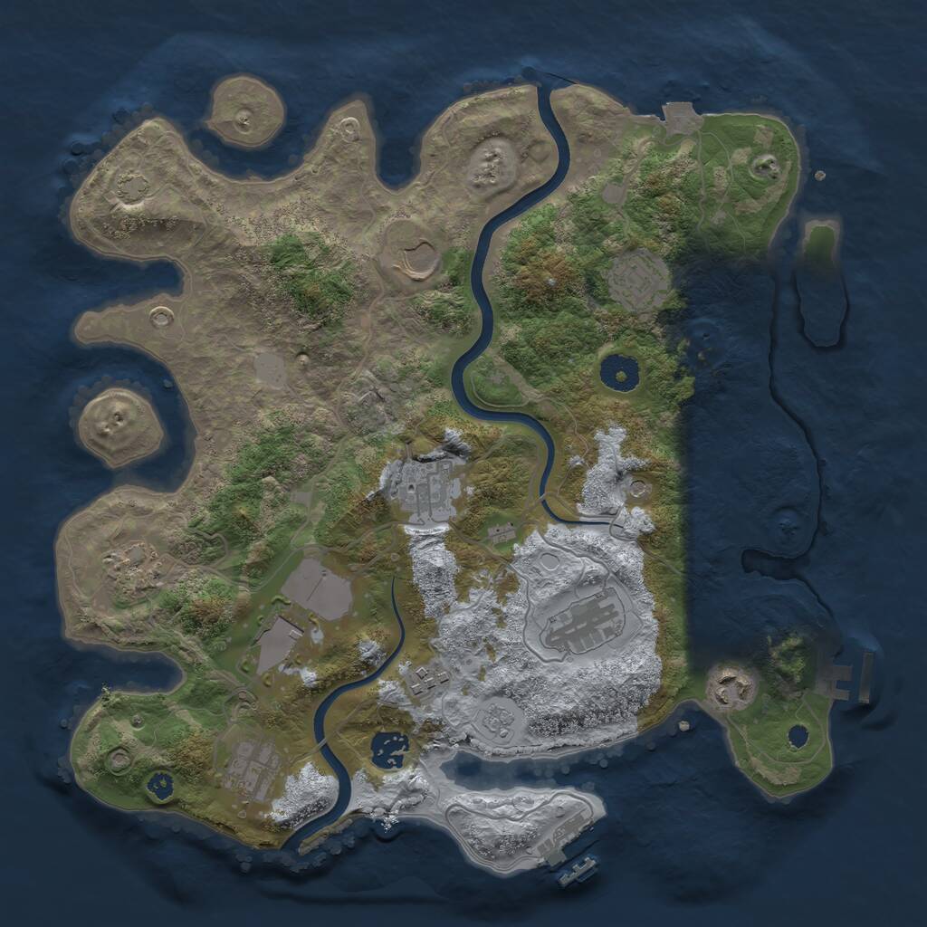 Rust Map: Procedural Map, Size: 3600, Seed: 96960755, 16 Monuments