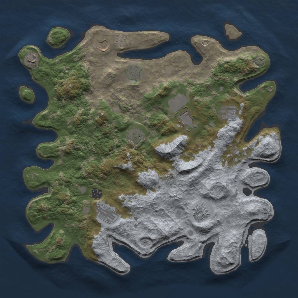 Rust Map: Barren, Size: 4100, Seed: 51609992, 14 Monuments