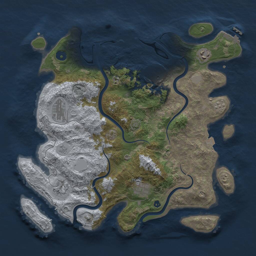 Rust Map: Procedural Map, Size: 3700, Seed: 22231856, 12 Monuments