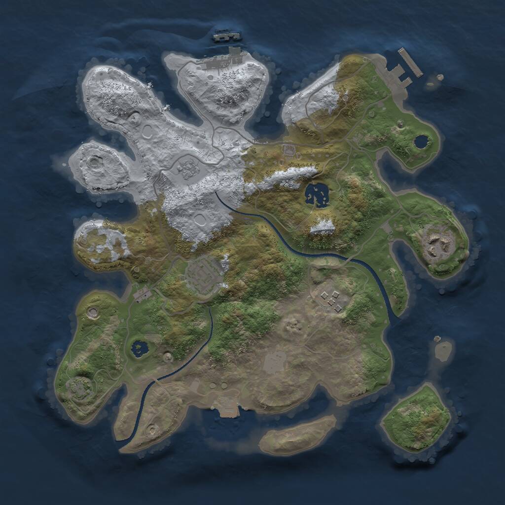 Rust Map: Procedural Map, Size: 3000, Seed: 1553107803, 9 Monuments