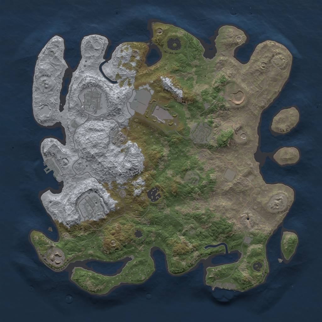 Rust Map: Procedural Map, Size: 3550, Seed: 58143623, 16 Monuments