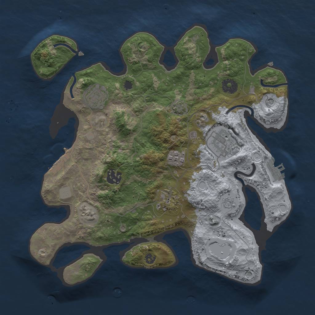 Rust Map: Procedural Map, Size: 3000, Seed: 1417836894, 13 Monuments