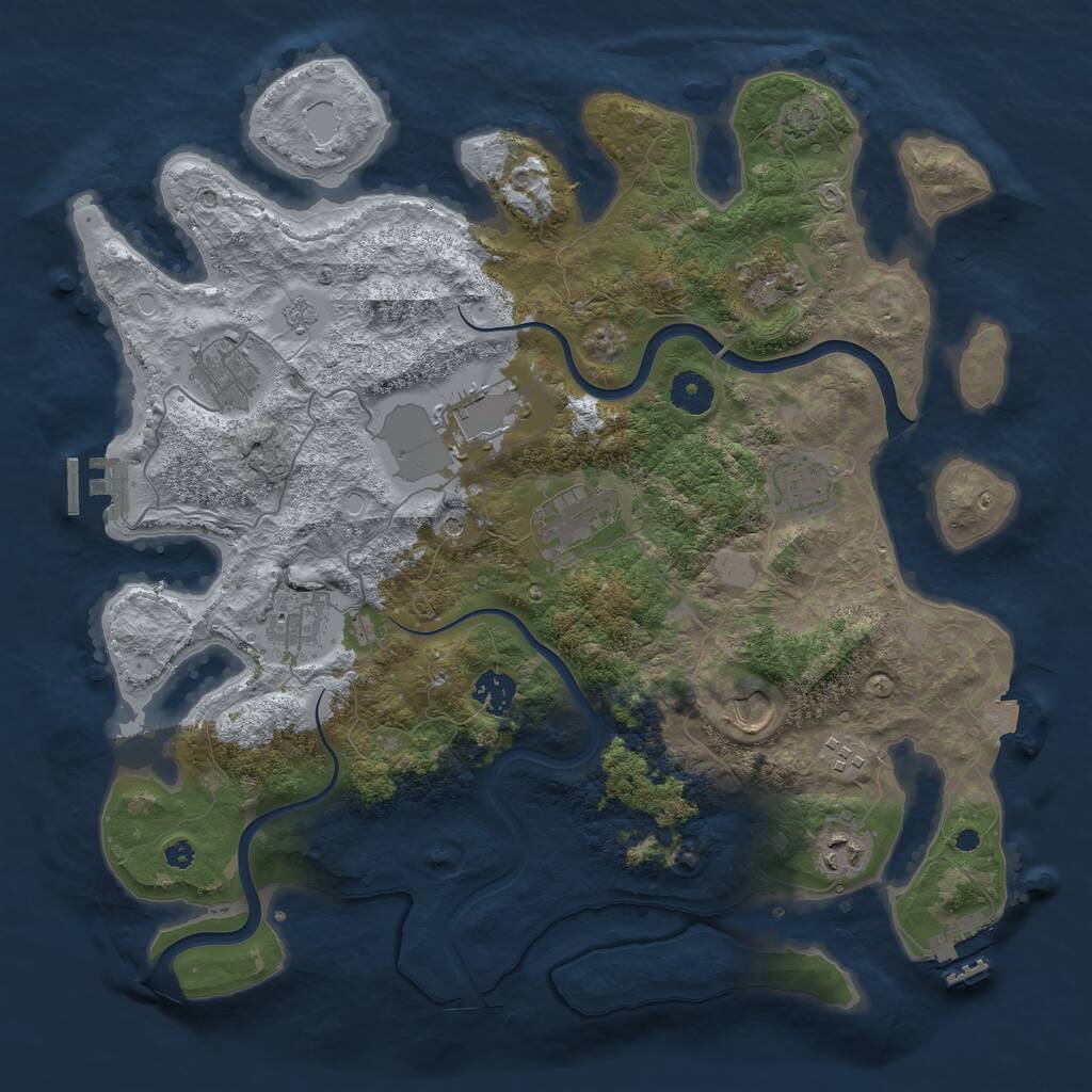Rust Map: Procedural Map, Size: 3850, Seed: 11595733, 16 Monuments