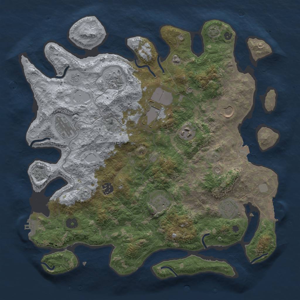 Rust Map: Procedural Map, Size: 3850, Seed: 11595733, 17 Monuments
