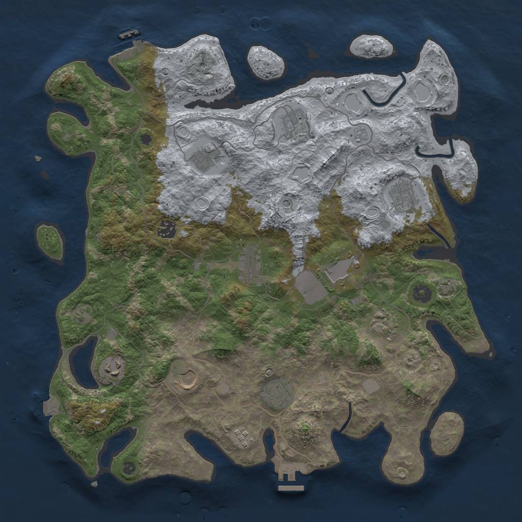 Rust Map: Procedural Map, Size: 4100, Seed: 50680429, 17 Monuments