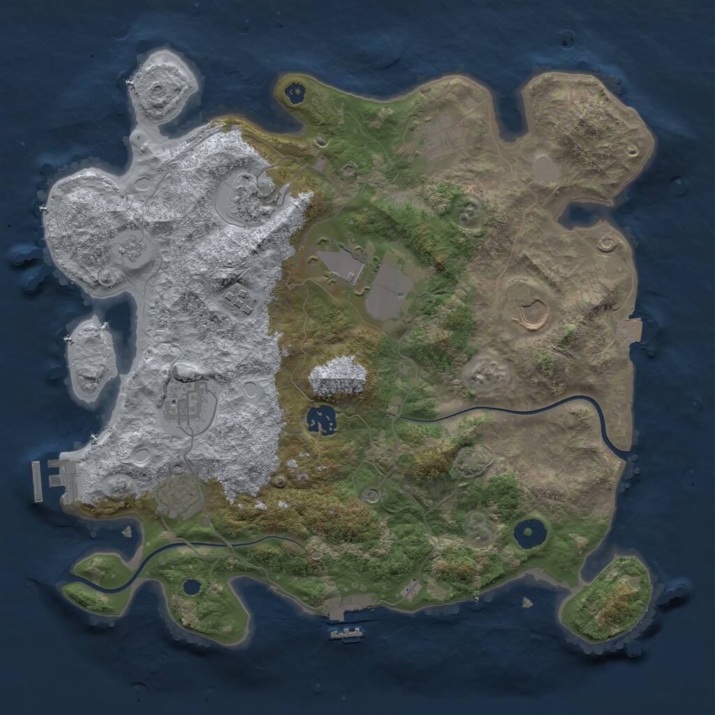 Rust Map: Procedural Map, Size: 3500, Seed: 1284156862, 14 Monuments