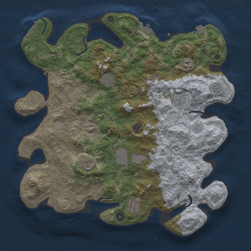 Rust Map: Procedural Map, Size: 4000, Seed: 100554366, 16 Monuments