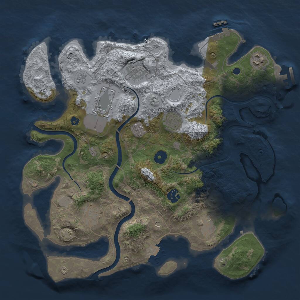 Rust Map: Procedural Map, Size: 3500, Seed: 387, 14 Monuments