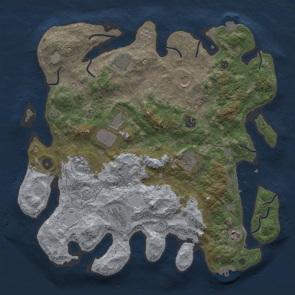 Rust Map: Procedural Map, Size: 4000, Seed: 1808851467, 17 Monuments