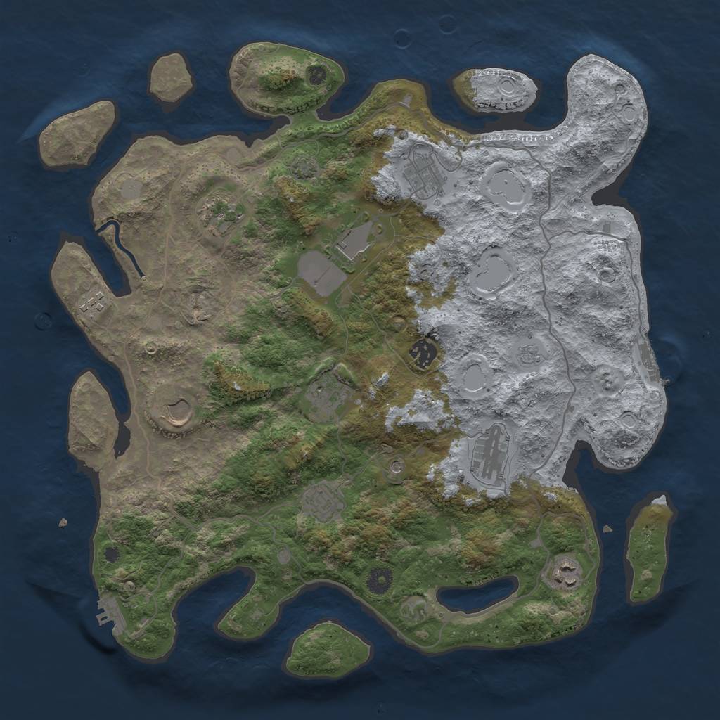 Rust Map: Procedural Map, Size: 4000, Seed: 23082, 18 Monuments