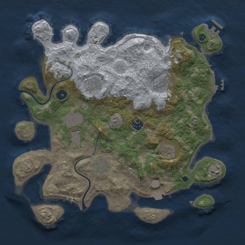 Rust Map: Procedural Map, Size: 3600, Seed: 45197138, 13 Monuments
