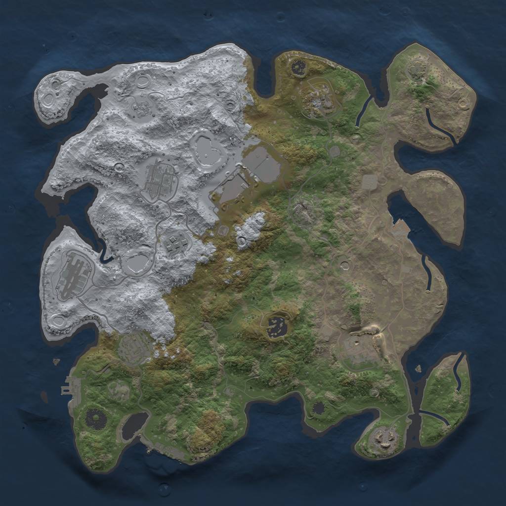 Rust Map: Procedural Map, Size: 3550, Seed: 16246723, 17 Monuments