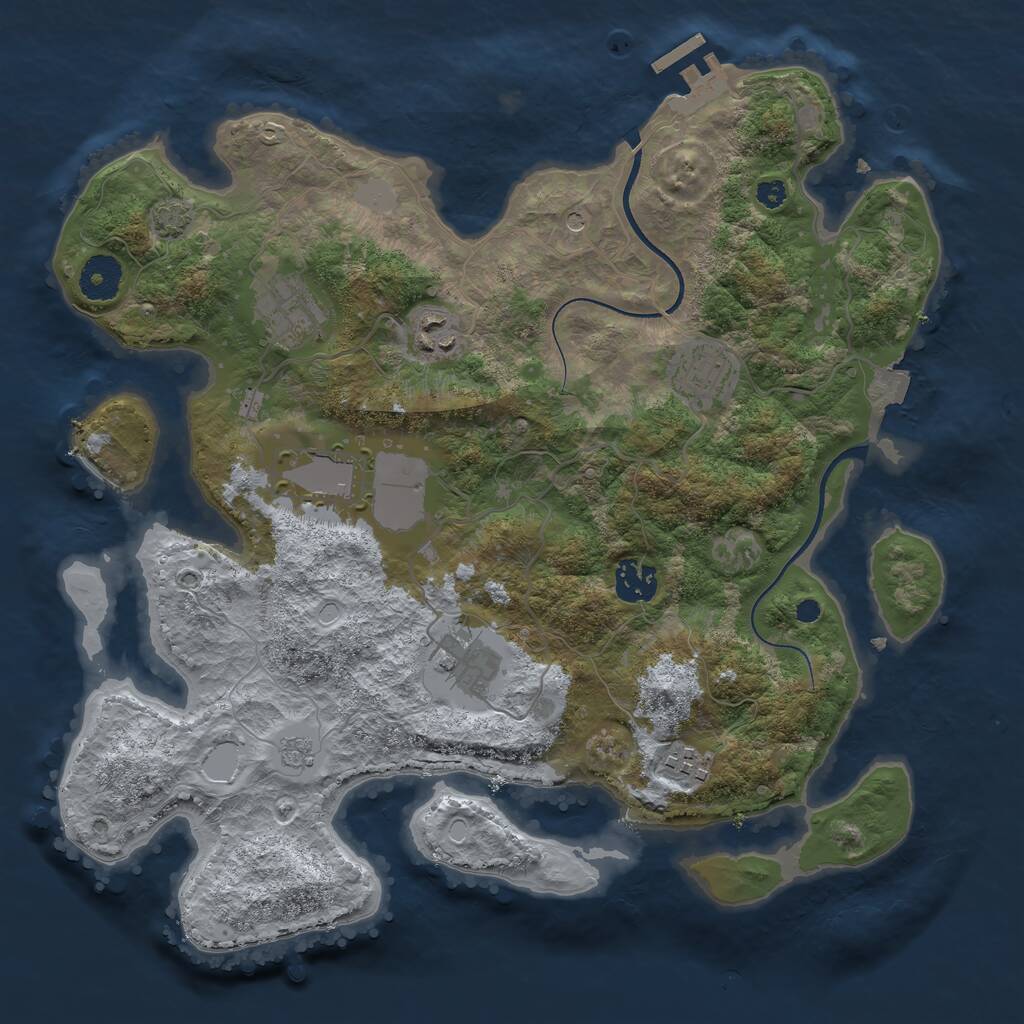 Rust Map: Procedural Map, Size: 3500, Seed: 1462658619, 12 Monuments
