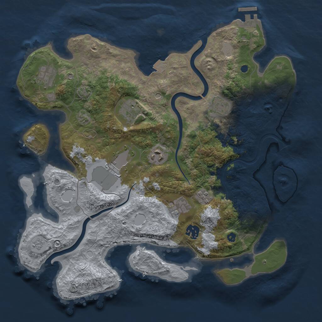 Rust Map: Procedural Map, Size: 3500, Seed: 1462658619, 13 Monuments