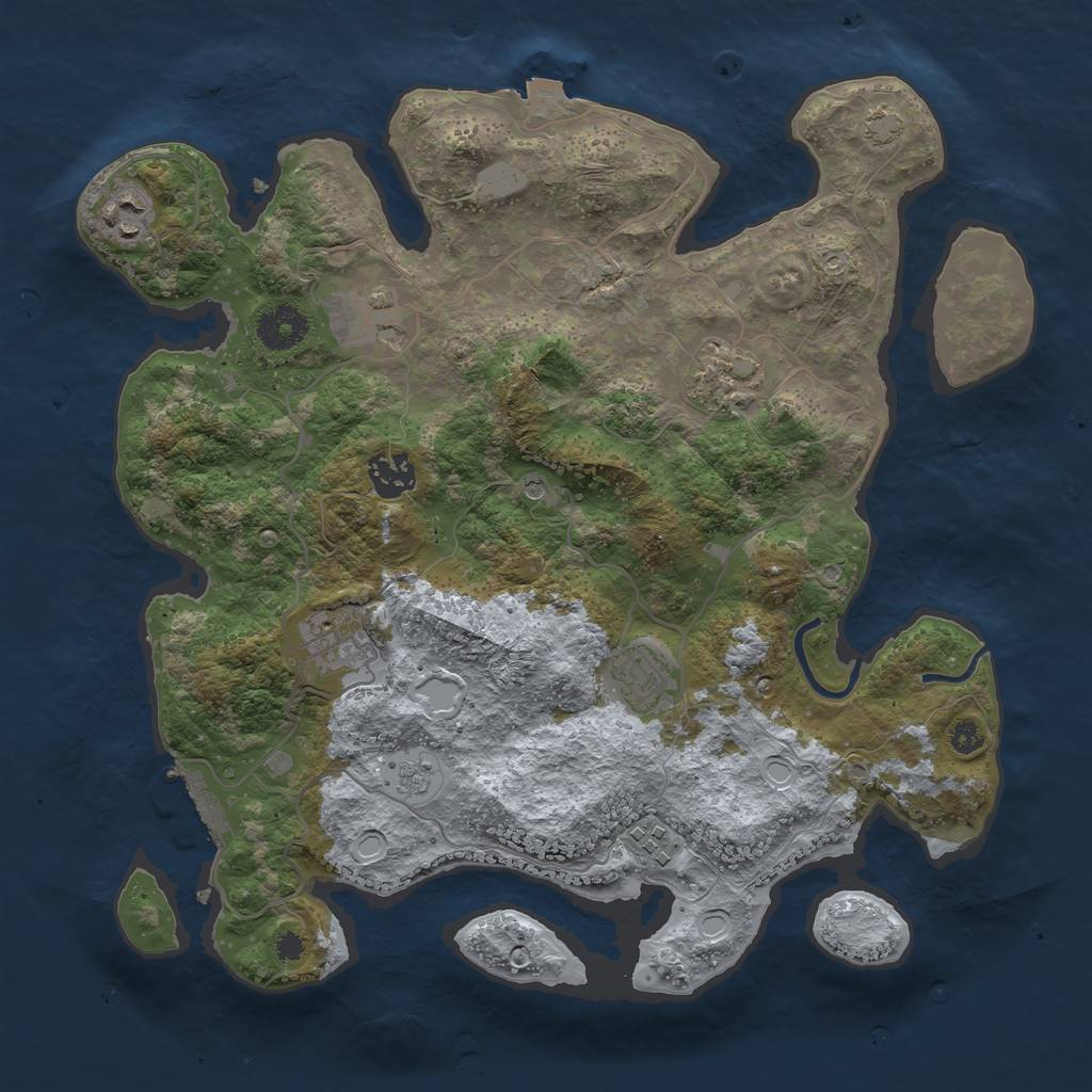 Rust Map: Procedural Map, Size: 3450, Seed: 35357213, 14 Monuments
