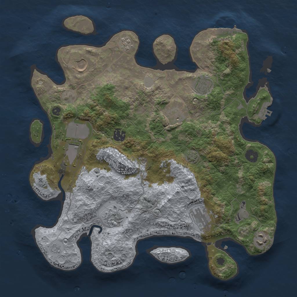 Rust Map: Procedural Map, Size: 3500, Seed: 1424644217, 17 Monuments