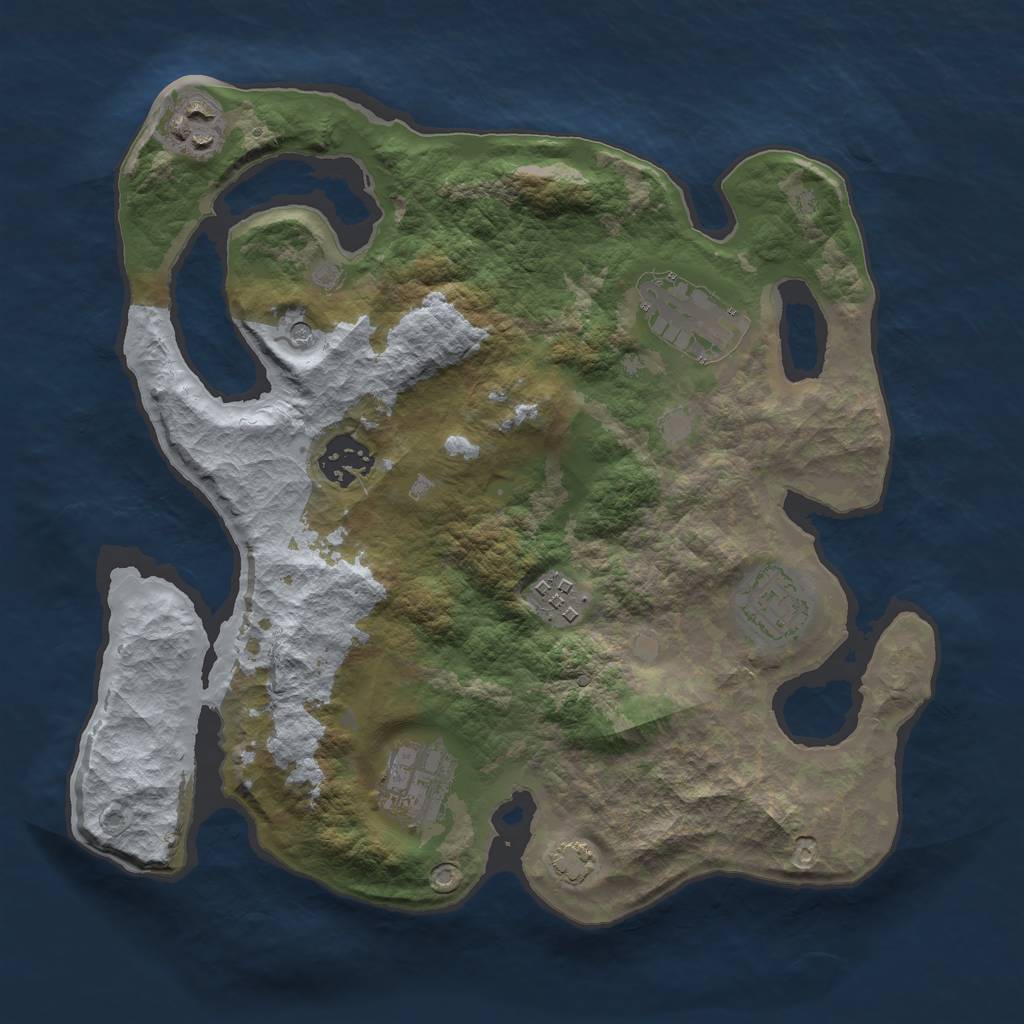 Rust Map: Barren, Size: 3000, Seed: 1585202470, 10 Monuments