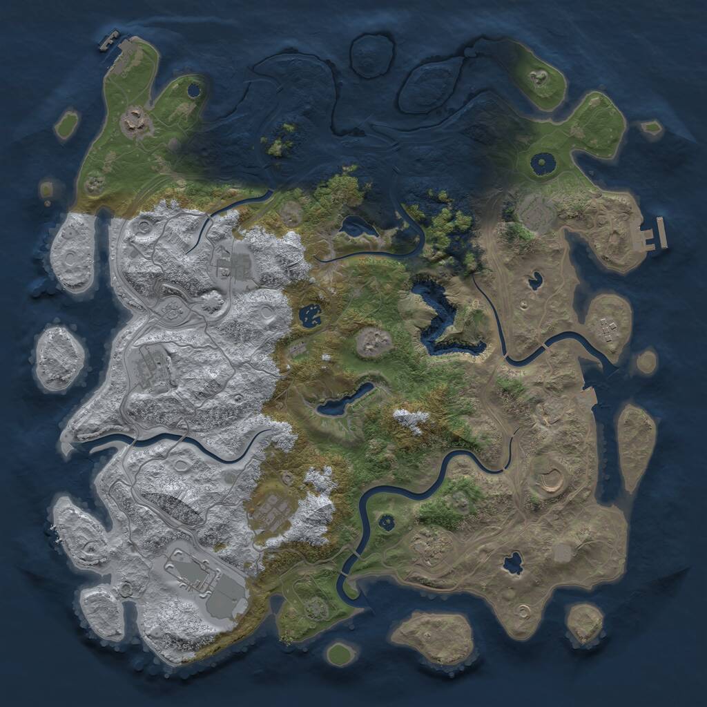 Rust Map: Procedural Map, Size: 4500, Seed: 20230609, 16 Monuments