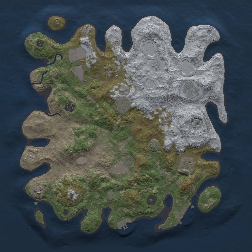 Rust Map: Procedural Map, Size: 3750, Seed: 1102045933, 17 Monuments