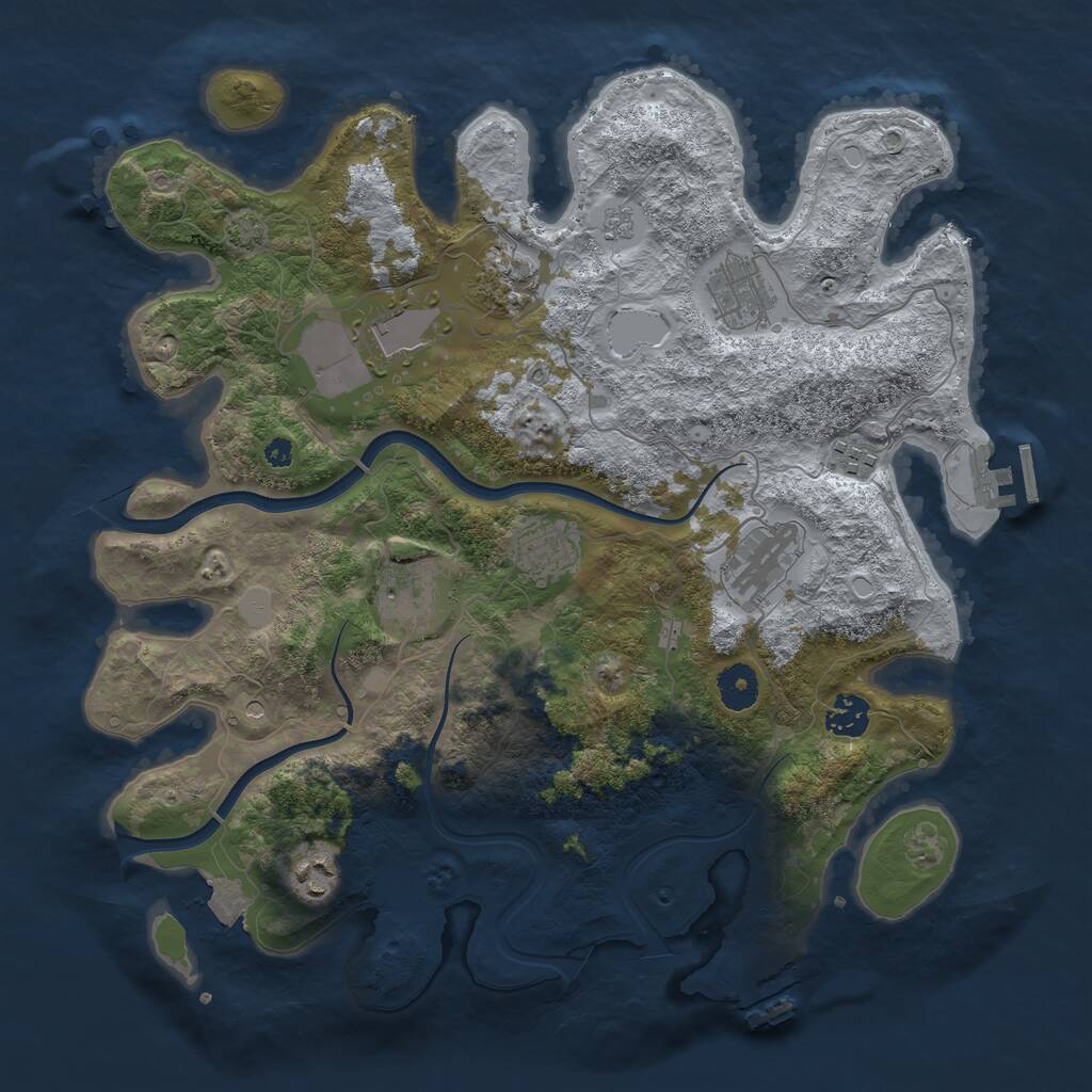 Rust Map: Procedural Map, Size: 3750, Seed: 1102045933, 15 Monuments