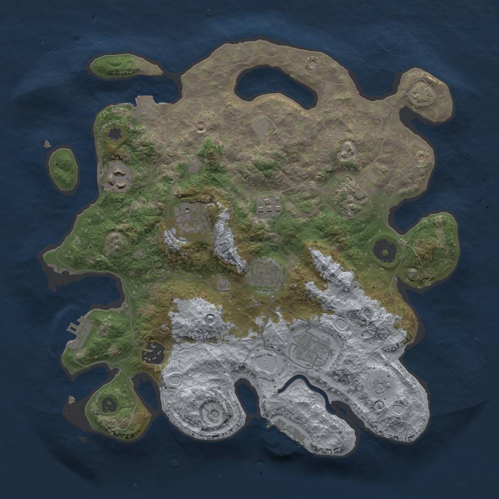 Rust Map: Procedural Map, Size: 3255, Seed: 7777777, 15 Monuments